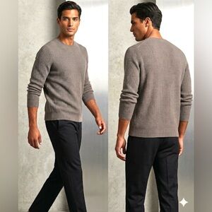 Piattelli Barneys New York 100% Cashmere Waffle Knit Sweater, Taupe, Size L